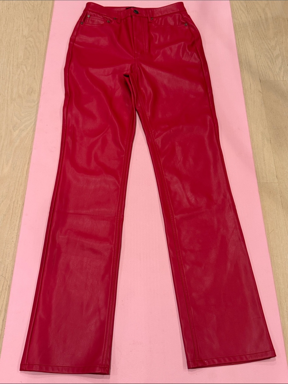 AFRM Red Faux Leather Jeans
W 27” inseems 32”